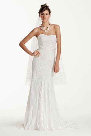 white gown with red ribbon